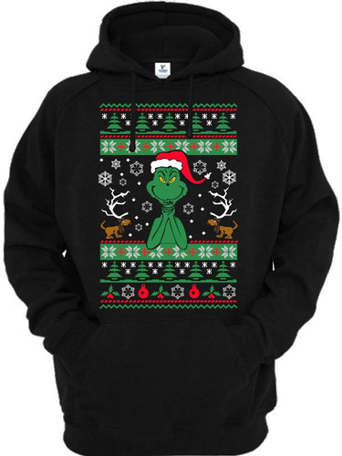 Sudadera Negra Estilo Sueter Feo Grinch Navide O