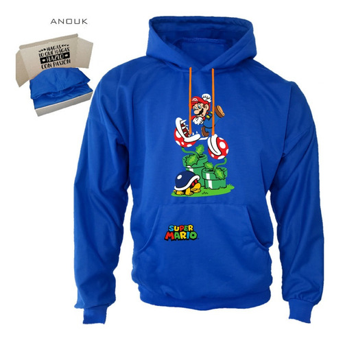 Imagen 1 de 9 de Buzo Hoodie Personalzable Artesanal Super Mario Unisex