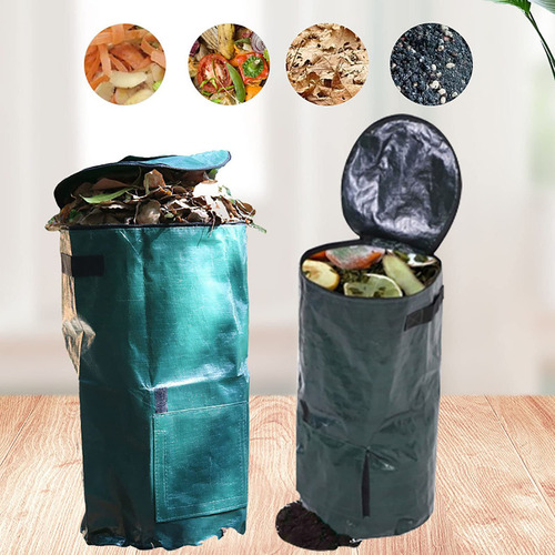 Bolsa De Jardín Desplegable, Bolsas De Basura Resistentes Para Patio Con Tapa Con Cremallera Y Asas, Contenedores De Compostaje, Contenedor Al Aire Libre Para Limpiar Desechos De Césped