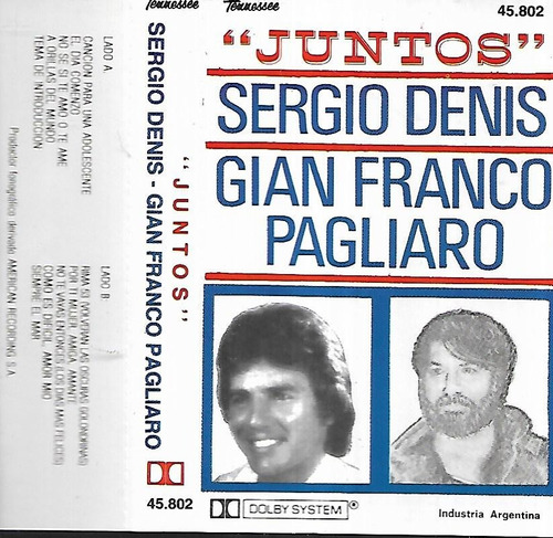 Sergio Denis Gian Franco Pagliaro Album Juntos Cassette