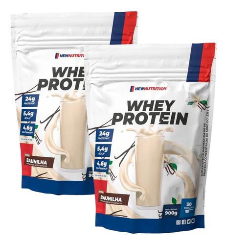Suplemento Em Pó Newnutrition  Whey Protein Concentrado Whey Protein Proteína Whey Protein Sabor  Baunilha Em Sachê De 1800g  Pacote X 2 U