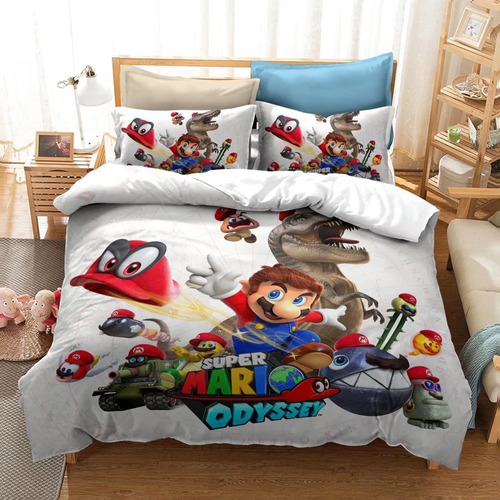 Juego De Fundas De Edredón For Cama Doble Luigi Y Mario A