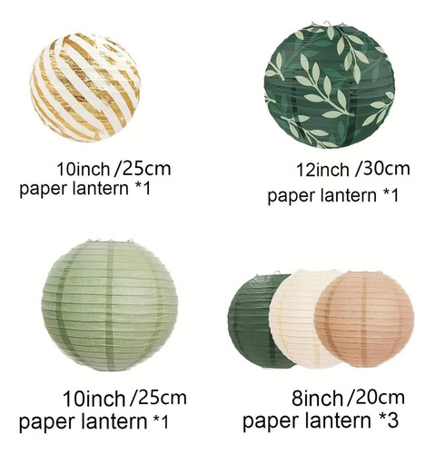 6 Uds Farolillo De Papel, Farol De Bola, Pompones De Papel