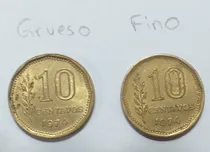 Comprar Variante - 10 Centavos 1974 - Canto Fino Y Canto Grueso