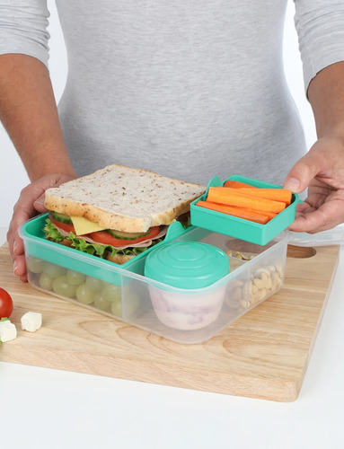 Taper Contenedor De Alimentos 4 Espacios 1,65 Lts Sistema