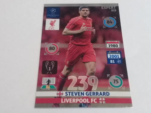 2 Cartas N°339 Adrenalyn Xl 2014/15 Steven Gerrard Liverpool
