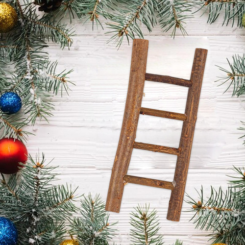 4 Escalera Navideña Artesanal, Accesorios De Madera Medio