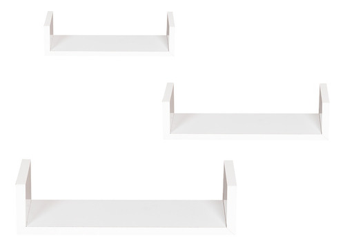 Juego De 3 Estanterias Repisas Flotantes Modernas Pack De 2 Color Blanco