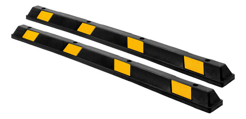 2 Topes Largos Estacionamiento Antreflejante Seguridad 1.8m Color Negro con amarillo