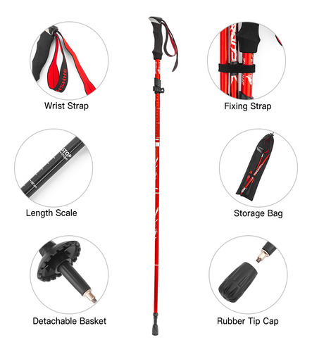 Sticks Walking, Bastón Plegable De Cinco Pliegues Para Acamp
