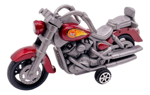 Moto Miniatura Harley Davidson Retrô Brinquedo Vermelha/azul