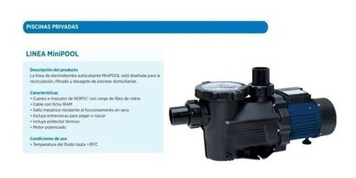 Imagen 3 de 6 de Bomba Autocebante Pileta 1 Hp 100 Motorarg No Vulcano
