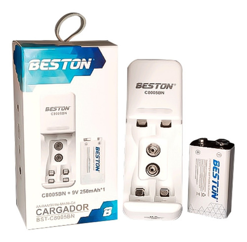 Cargador Beston C-818 2 Ptos + 2pilas Cuadrada 9v Recargable