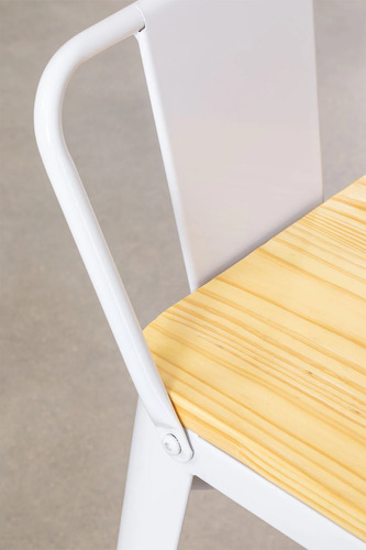 Taburete Tolix Madera Con Respaldo 66cm