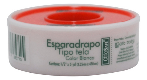Esparadrapo Tela Blanco Alfasafe 1/2x5 Yd 1.25x 450cm