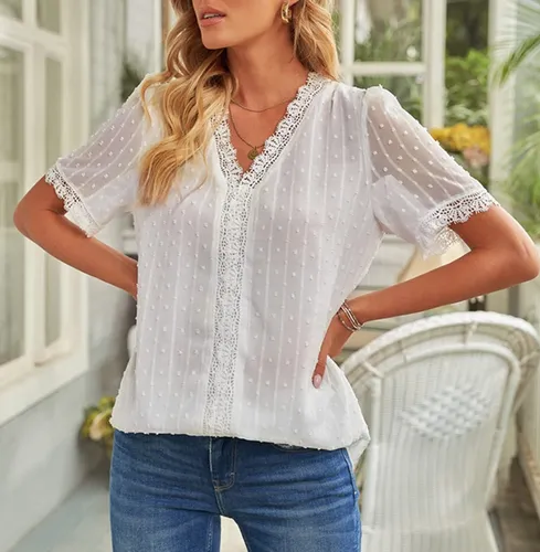 Blusa chifon manga corta sale