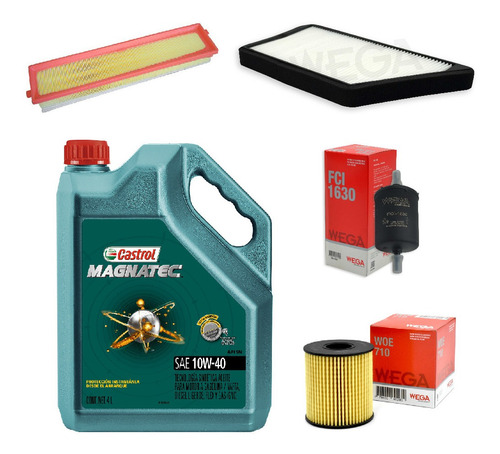 Kit 4 Filtros + 4l Aceite Castrol 10w40 Peugeot 207 1.6