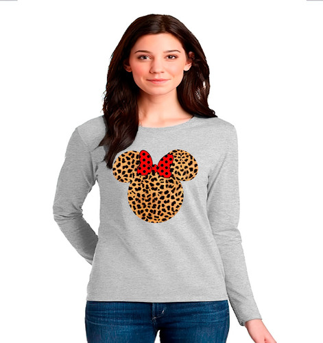 Polera Manga Larga Mickey Animal Print Oversize Unisex