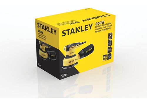Lixadeira profissional roto orbital Stanley SS30-B3 amarela 60Hz 300W 127V