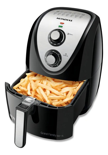 Fritadeira Sem Óleo Air Fryer 5l Mondial, 1900w - Afn-50-bi Preto/inox 220v