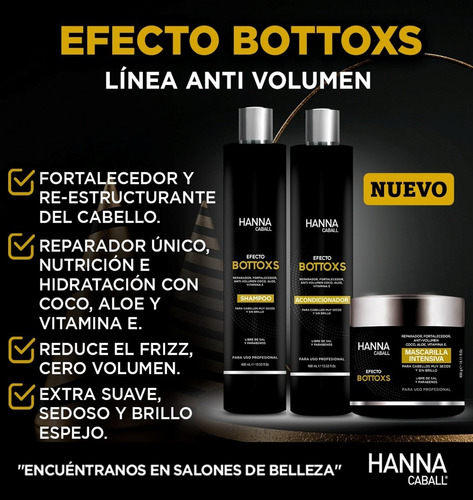 Imagen 2 de 2 de Shampoo Y Acondicionador Hanna Caball Botox S 400ml