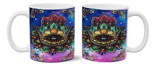 Taza De Cerámica Mano De Fátima Full Color Diseño Propio Art