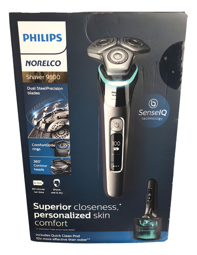 Barbeador Elétrico Recarregável Philips Norelco 9500 Cor Prateado 127/220V