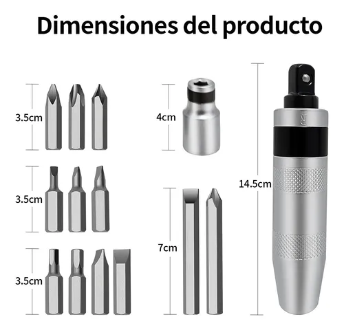 Juego De Destornilladores De Impacto 13 Piezas Multiusos