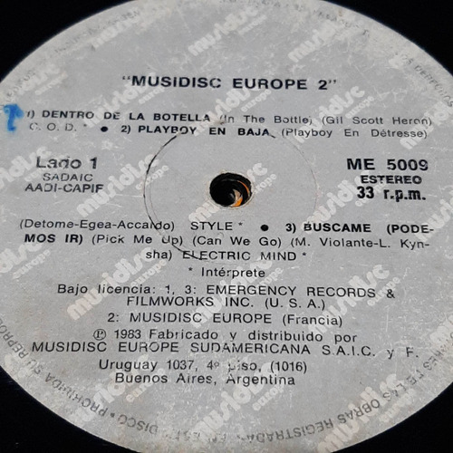 Sin Tapa Disco Musidisc Europe 2 Cod Style Electric Mind Cp0