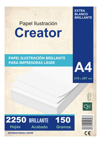 Papel Ilustración 150 Gr A4 Brillante Resma  Por Mayor 2250u