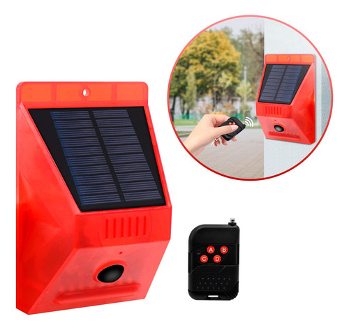 Sensor Luz De Alarma Solar Color Rojo