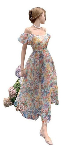 Vestido Floral De Manga Farol De Verano For Mujer