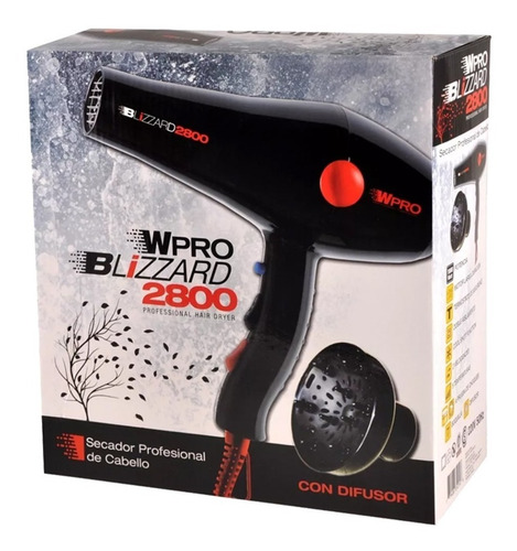 Secador De Pelo Profesional Wpro Blizzard 2800 Con Difusor