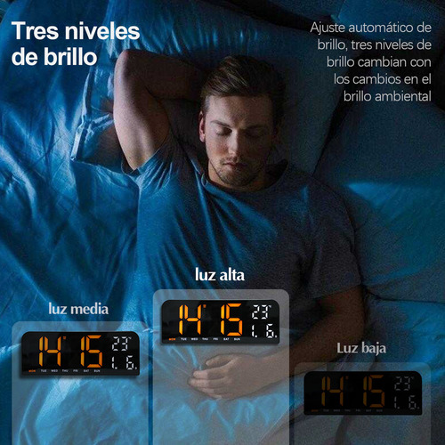 Royemai Digital Wall Relojes with Thermometer, Calendar Alarms