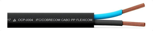 Cabo Pp Fio Flexivel 2x2,50mm Com 65 Metros De Comprimento Cor da cobertura Preto