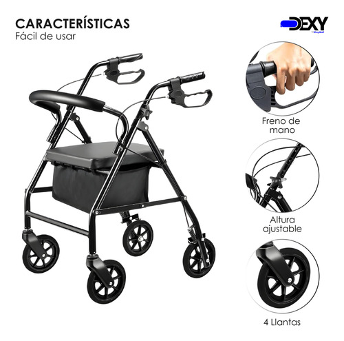 Andadera Ortopédica Adulto Asiento Silla Plegable Ajustable