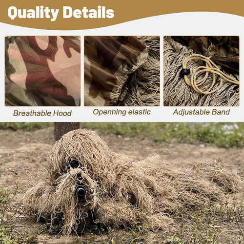 Traje Ghillie 5 En 1, Ropa De Caza Con Camuflaje 3d Que Incl