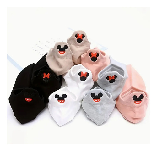 5 Pares Tines Calcetines Mickey Minnie Disney Mujer