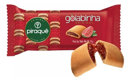 Biscoito Piraquê Roladinho Recheado Goiabinha 75g Kit 20un