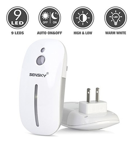 Luz Nocturna Sensky Con Sensor Crepuscular, Ajustable Y