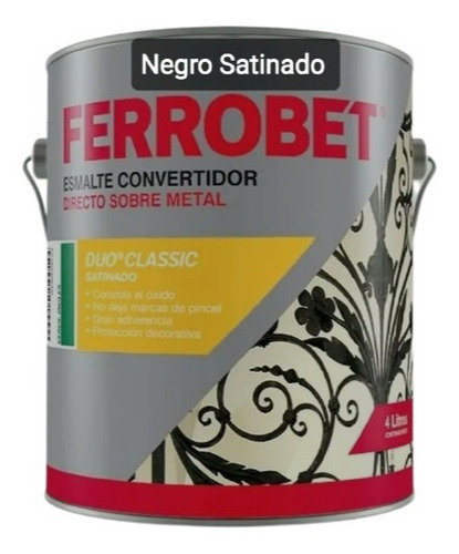 Ferrobet Dúo Negro Satinado X 1 Lt Esege Z/ Flores