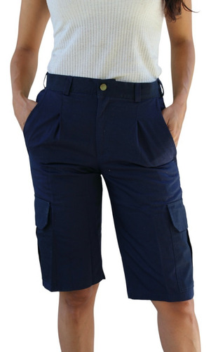 Bermuda Cargo Gabardina Azul Unisex