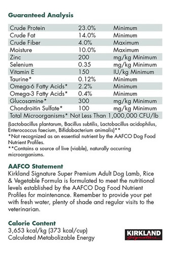 Alimento Para Perro Cordero/arroz Kirkland Signature 18.1 Kg