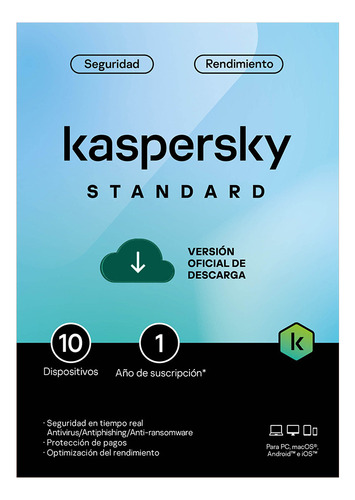 Licencia Kaspersky Standard 10 Dispositivos 1 Año