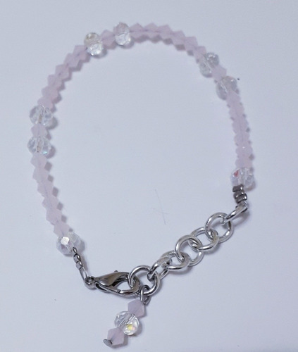 Pulsera Rosa Con Detalles En Blanco  