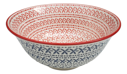 Bowl Pocillo Loza Azul Rojo 12x6.5cm