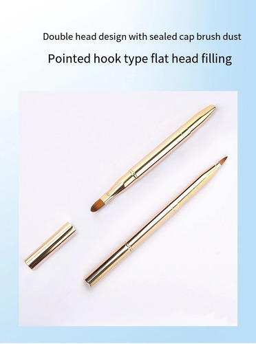 2 Pz Brochas 2 En 1 Maquillaje Con Tapa Portátil Doradas