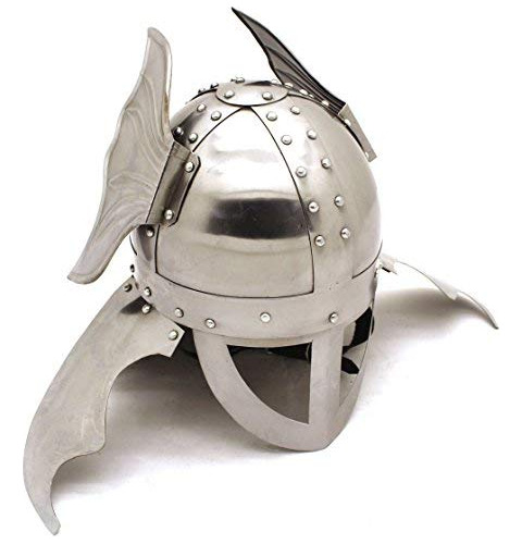 Medieval Warrior Marca 20g Steel Winged Viking Helmet W / Le