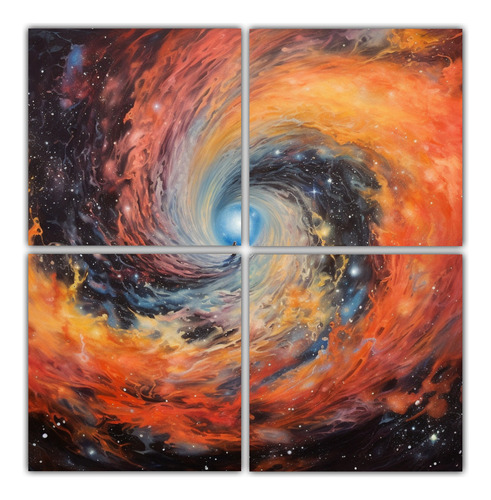 40x40cm Cuadriptico Líneas Alegres Pingüinos Dos Galaxias