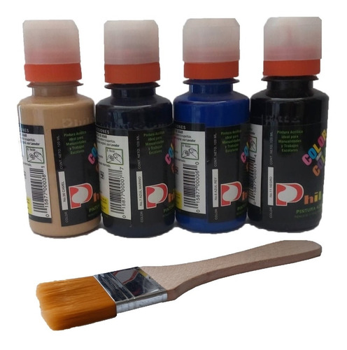 Pintura Acrilica Philadelphia Para Piel Y Vinil 4pz. +brocha